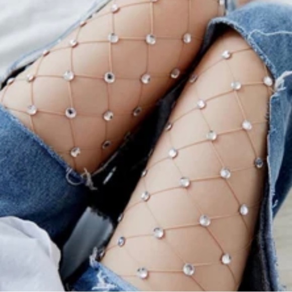 EMBELLISHED FISHNET STOCKINGS - Picture 1 of 5